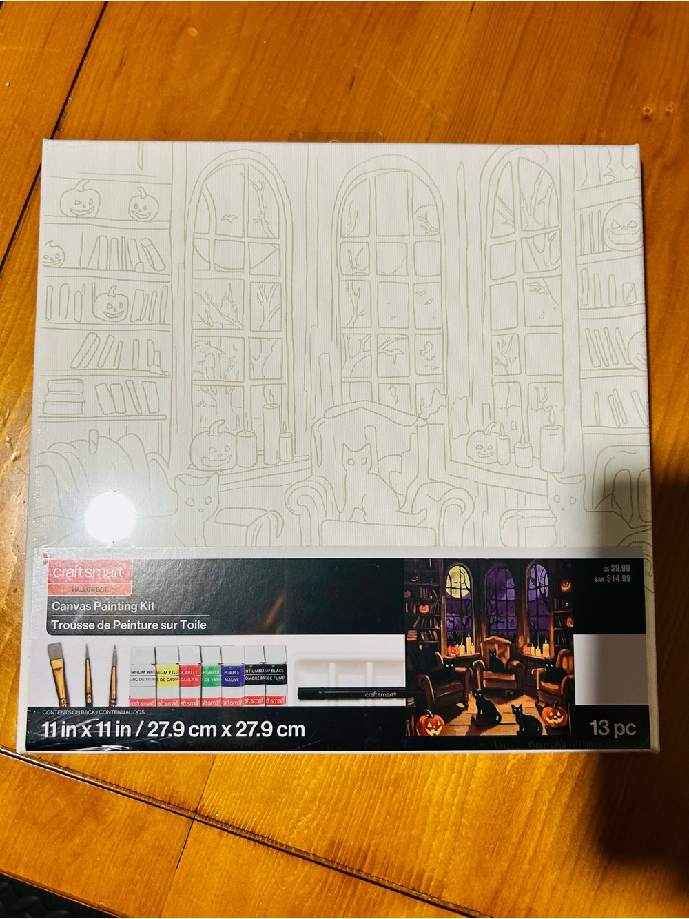 Michaels Craft Smart Halloween Canvas Painting Kit - black cats with pumpkins